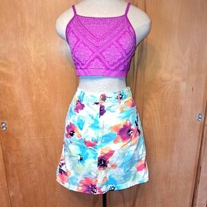 Croft & Barrow Stretch Floral Denim Skort, Size 4 RN#73277